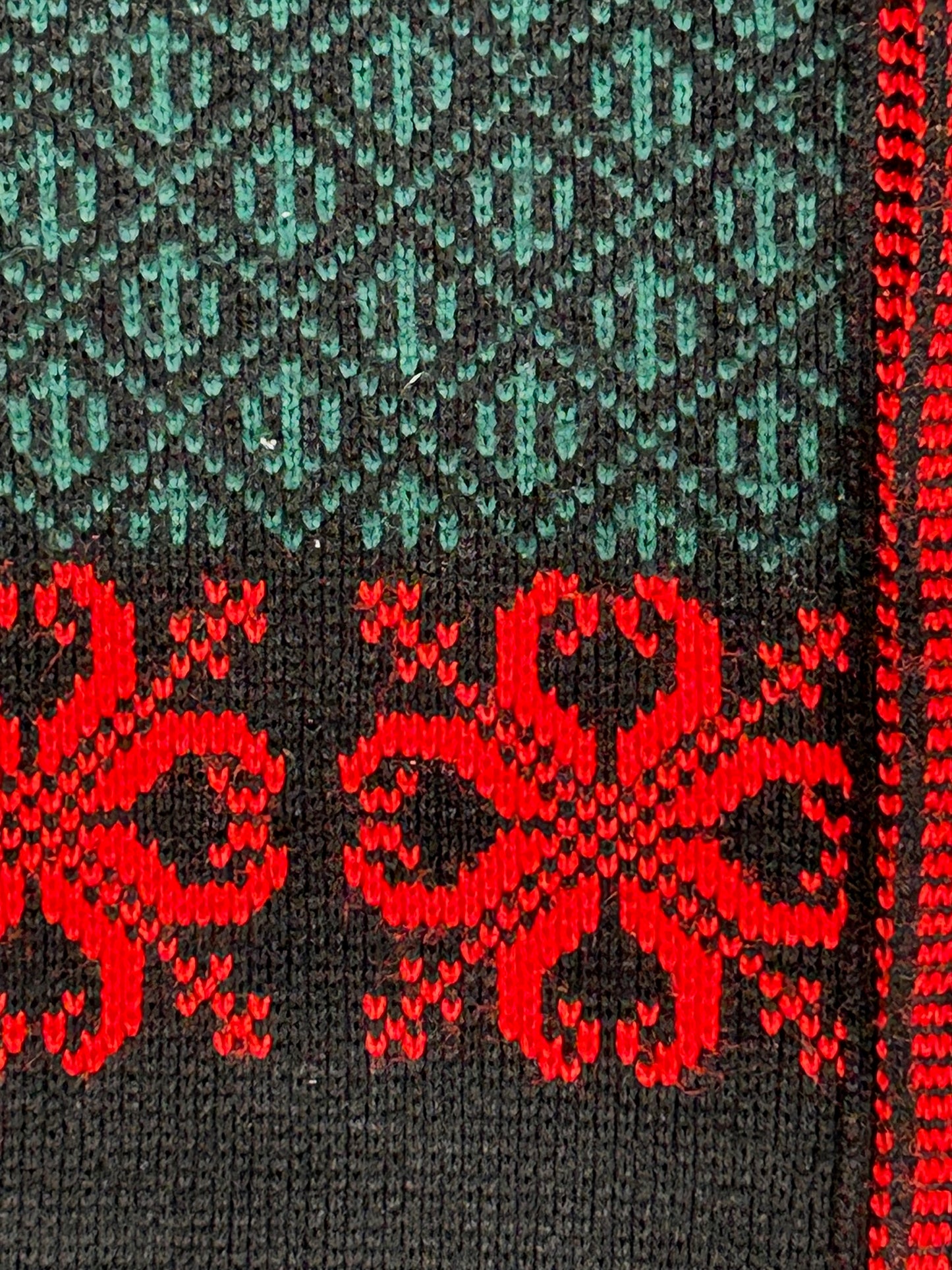 Cárdigan Tracht Austriaco Vintage - 100% Lana - Negro / Rojo / Verde - Talla 48