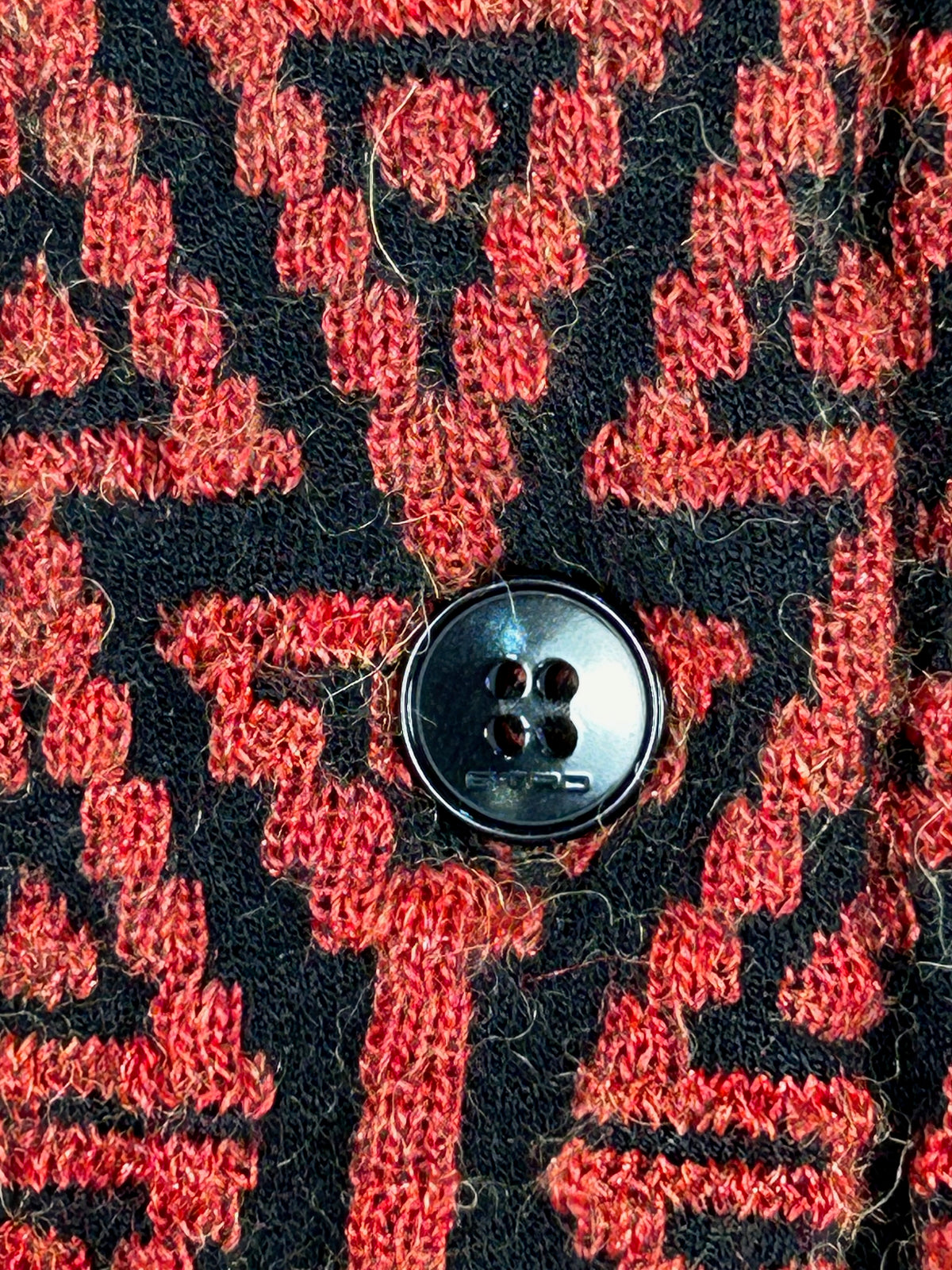 Cárdigan Americana Desestructurada Etro - Jacquard Geométrico Rojo / Negro - Talla 44