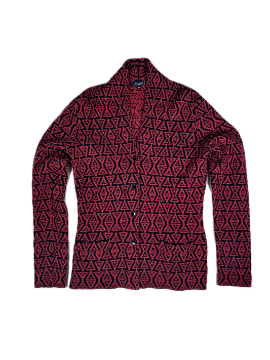 Cárdigan Americana Desestructurada Etro - Jacquard Geométrico Rojo / Negro - Talla 44