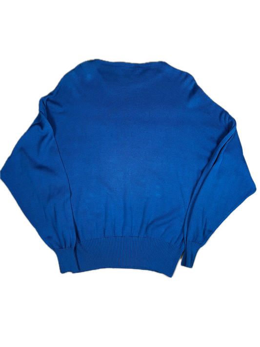 Gianni Versace Donna – Jersey Vintage Años 80 – Azul Cobalto – Made in Italy
