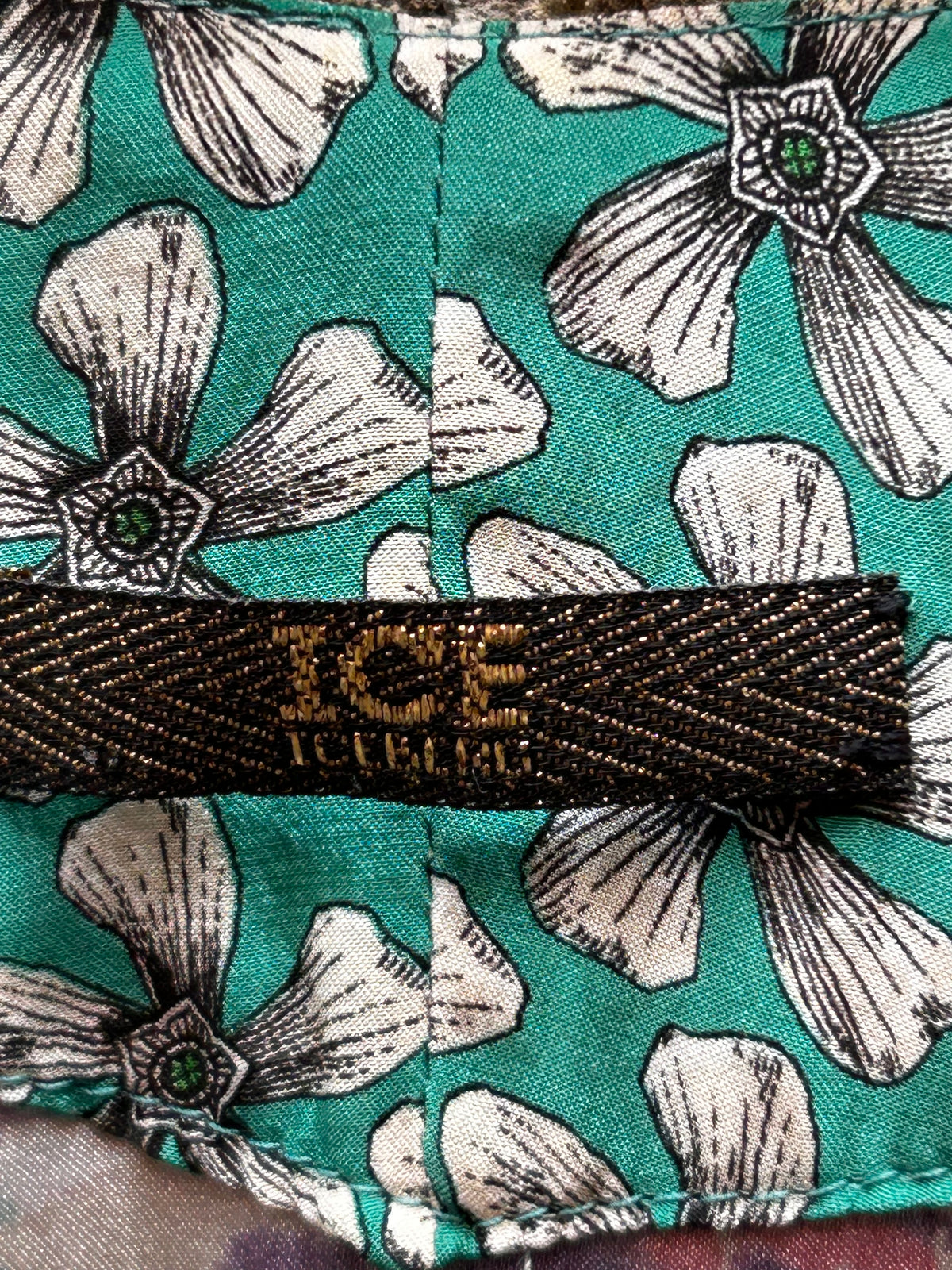 Blusa Iceberg ICE - 100% Seda Natural - Floral con Abalorios - Talla 44 / M