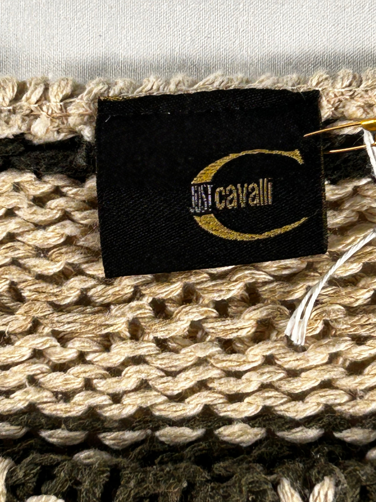 Jersey de punto calado Just Cavalli - Talla S/M (Beige y Verde)
