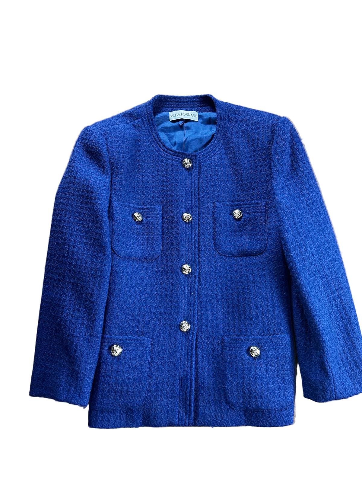 Blazer de lana Alba Fornari estilo Tweed / Bouclé - Talla 42 ES (Azul marino)