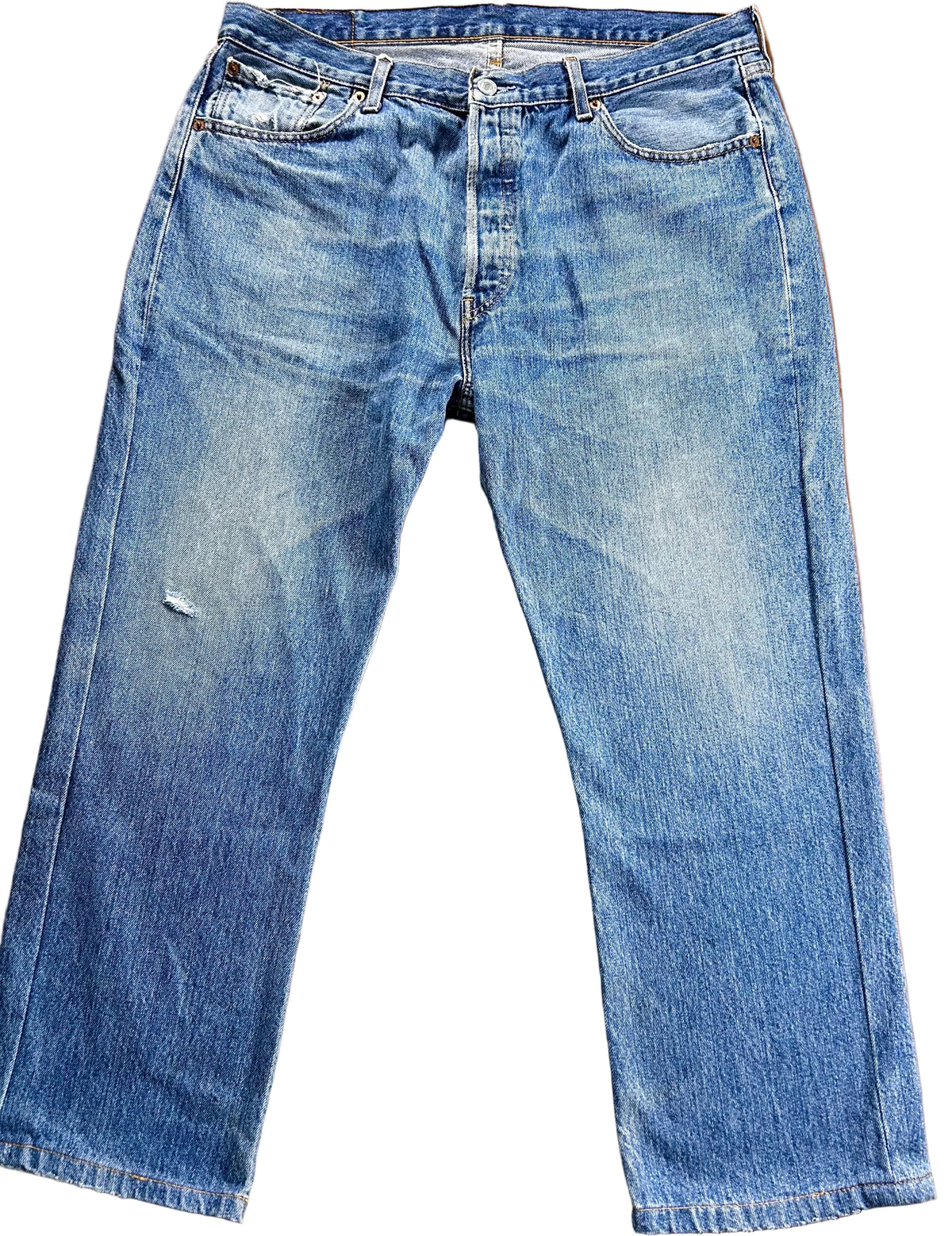 Pantalón vaquero Levi's 501 Straight (Año 2007) - Cropped / Distressed - Talla W36