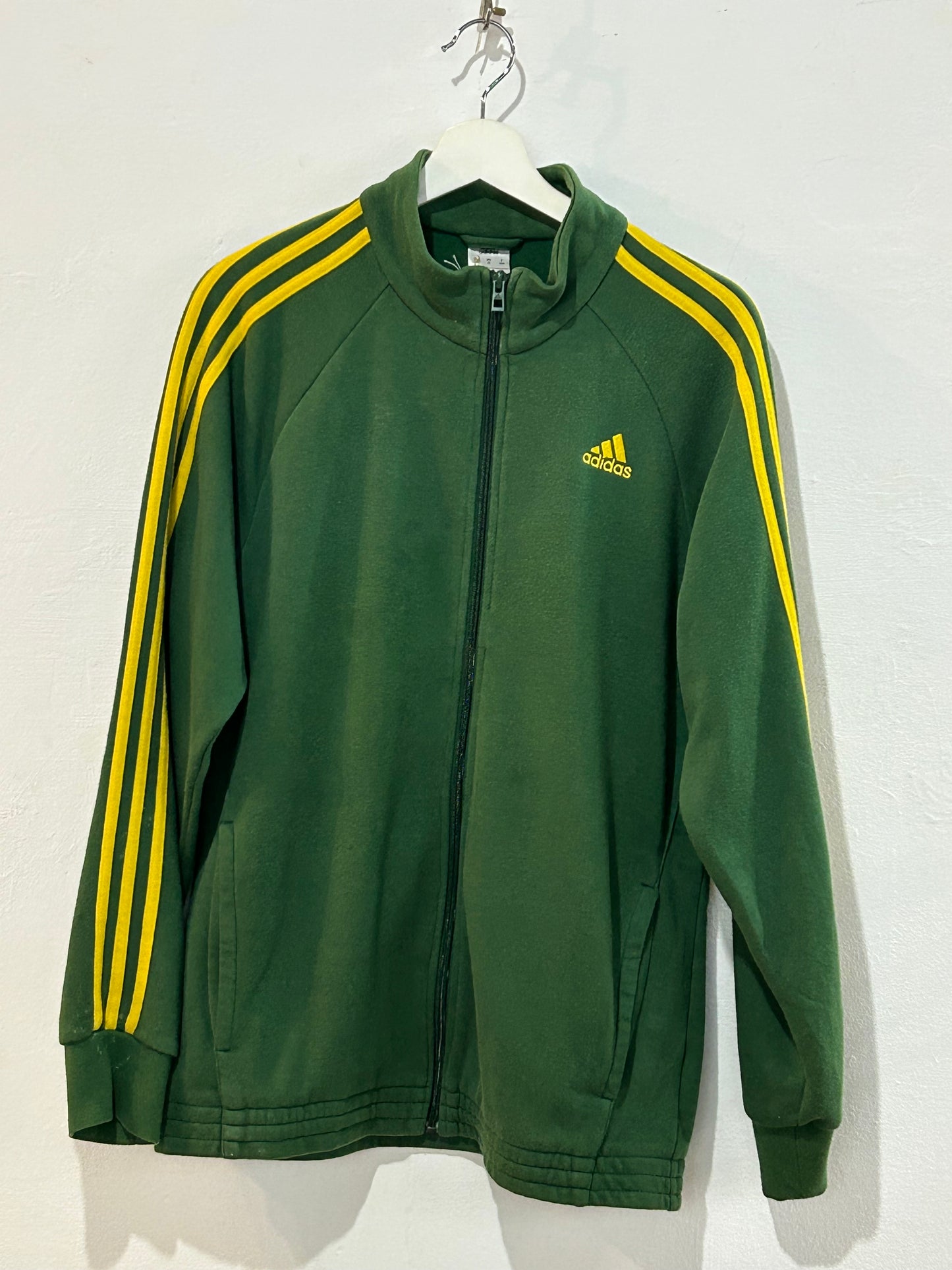 Sudadera Adidas tres rayas verde y amarilla