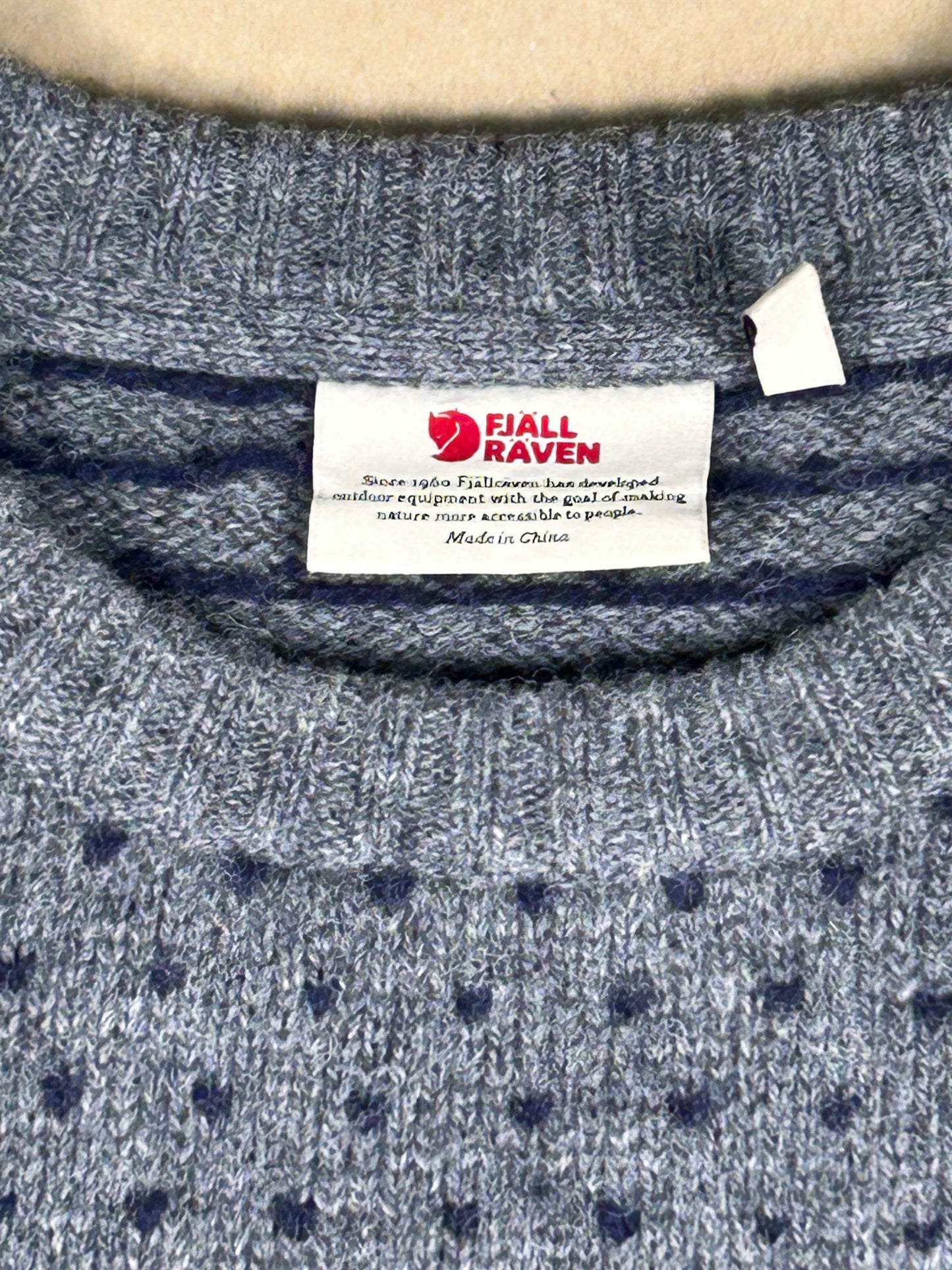 Jersey de Lana Nórdico Fjällräven - Patrón Fair Isle Azul Marino / Gris - Talla M
