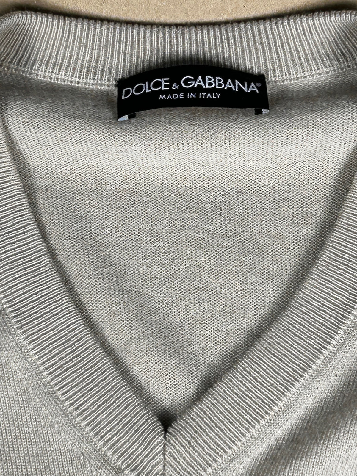Jersey de Cachemira 100% Dolce & Gabbana - Cuello Pico - Beige