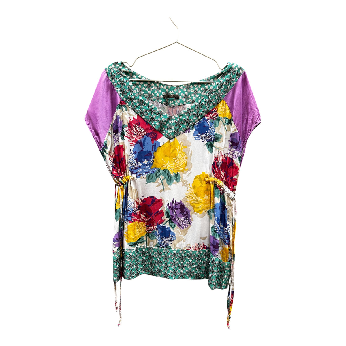Blusa Iceberg ICE - 100% Seda Natural - Floral con Abalorios - Talla 44 / M