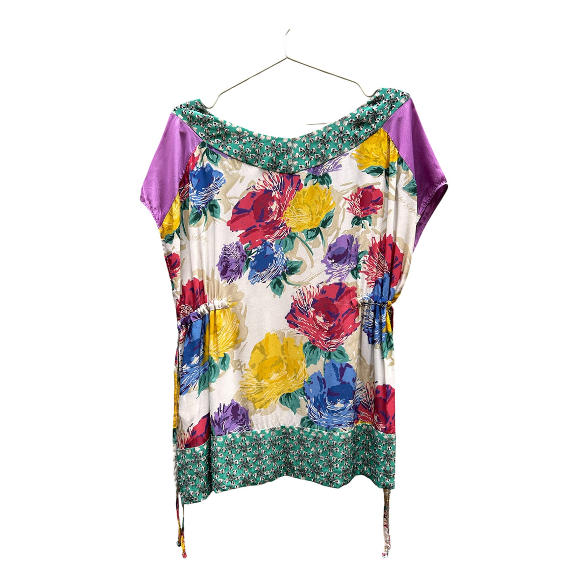 Blusa Iceberg ICE - 100% Seda Natural - Floral con Abalorios - Talla 44 / M