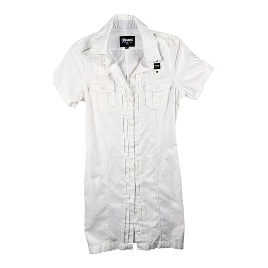 Blauer USA – Vestido Camisero Safari Vintage – Blanco – Talla S