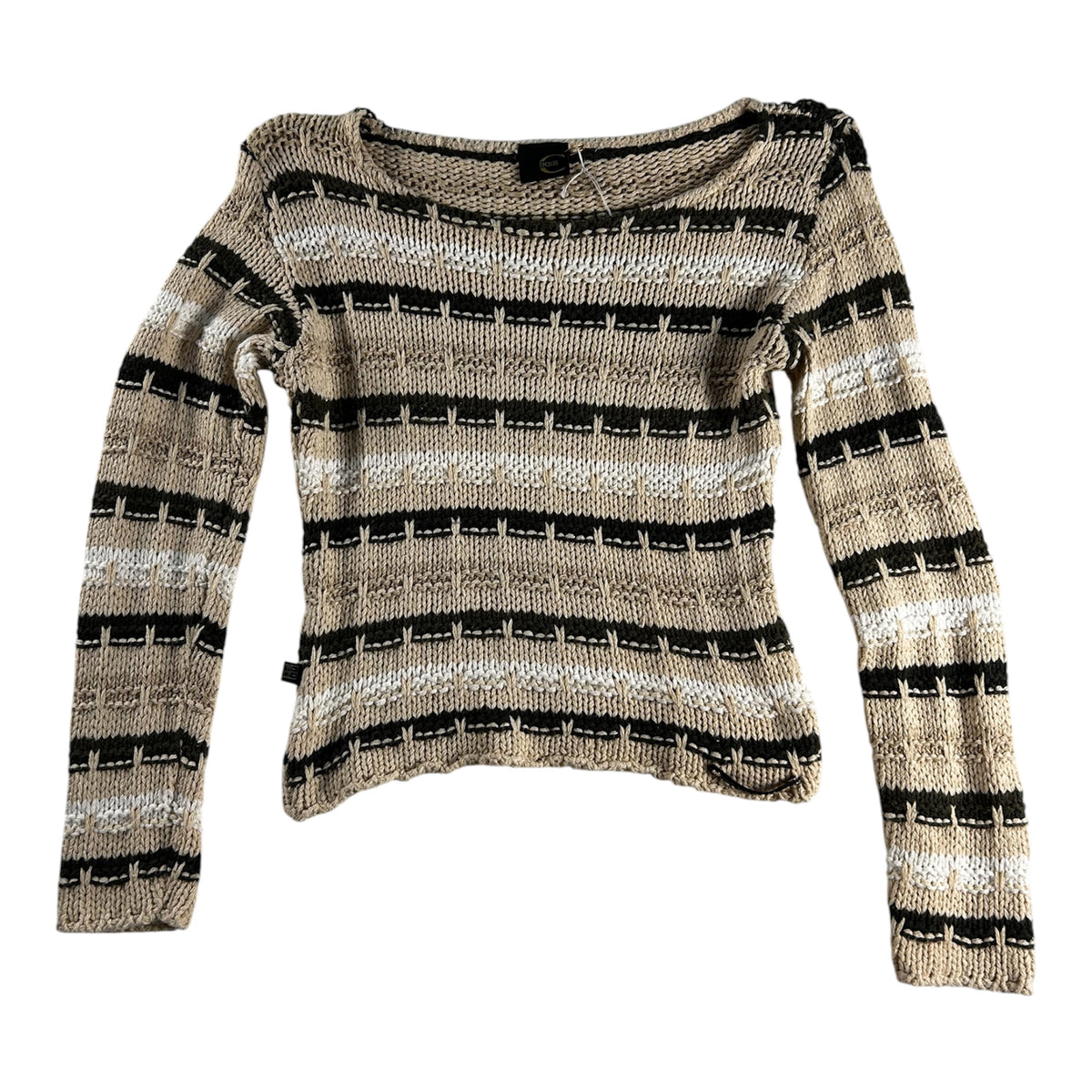 Jersey de punto calado Just Cavalli - Talla S/M (Beige y Verde)